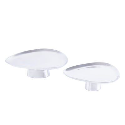 طقم 2 ستاندات تقديم من المعدن مع بوكس - فضي