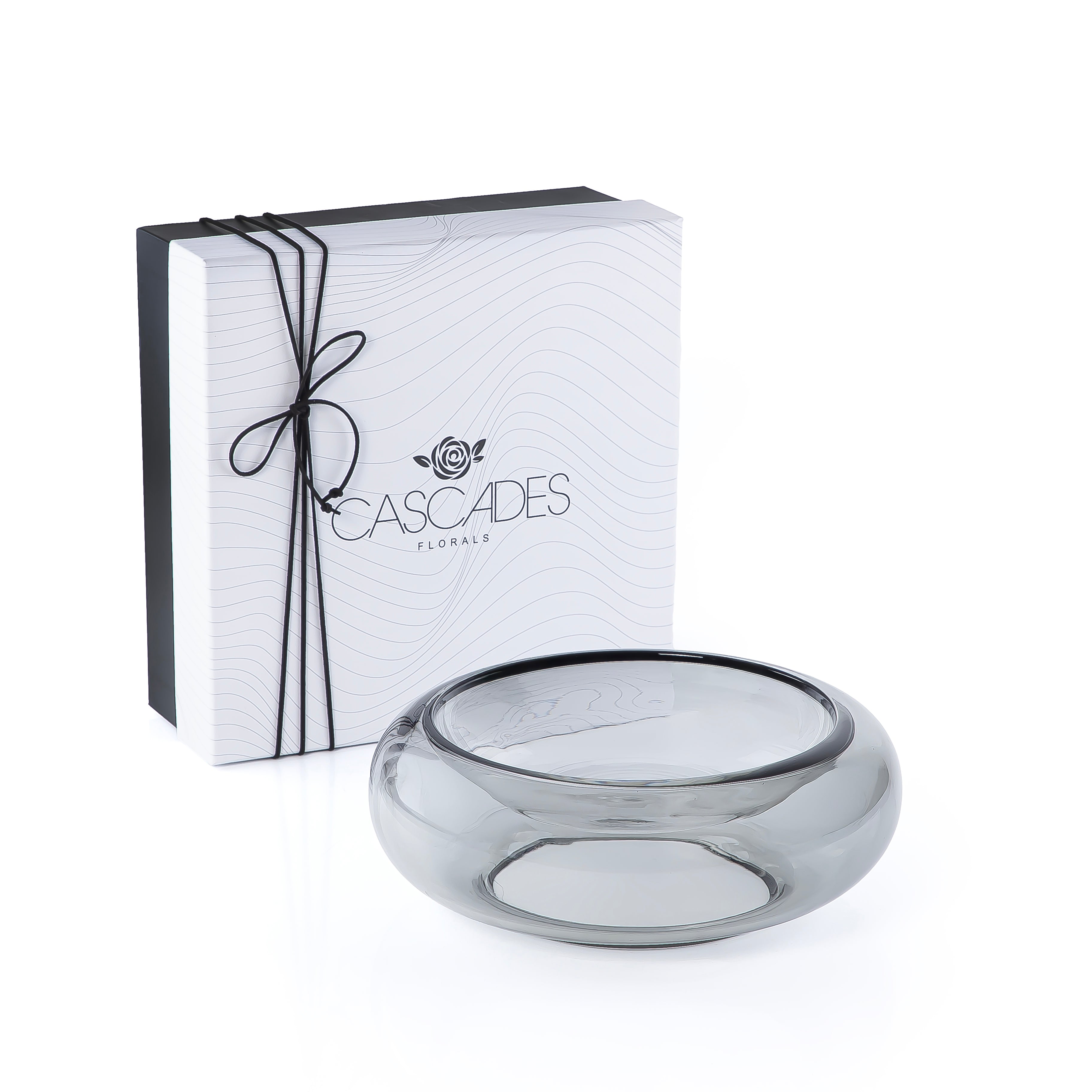 Elegant Small Glass Serving Bowl - Grey