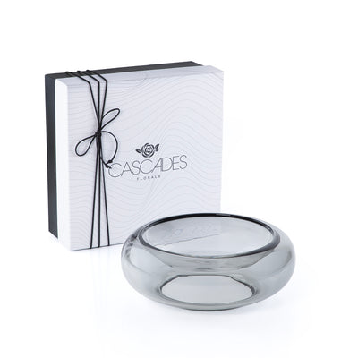 وعاء تقديم زجاجي أنيق باللون الرمادي الشفاف - صغير