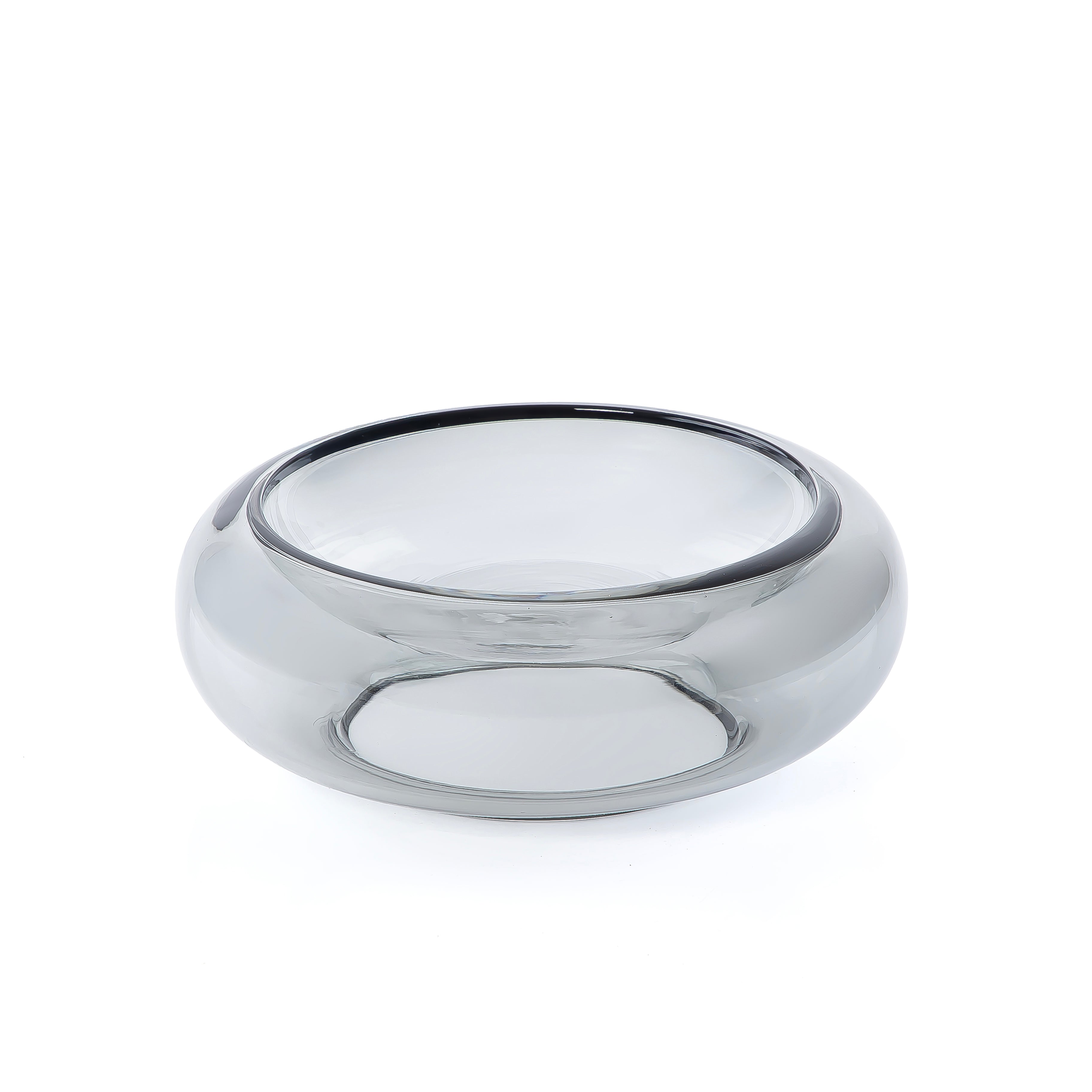Elegant Small Glass Serving Bowl - Grey