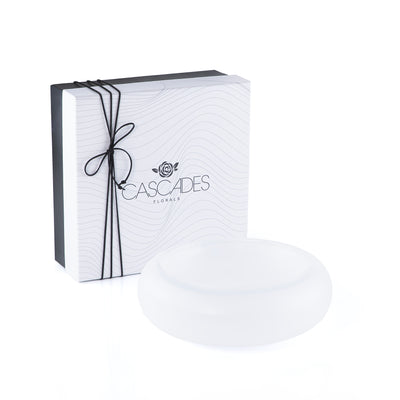 وعاء تقديم زجاجي أنيق باللون الأبيض الشفاف - صغير