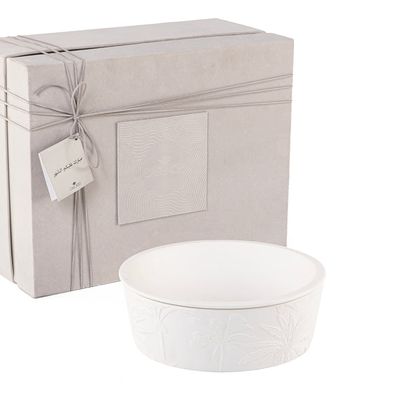 White Circular Pottery Bowl with Gift Box