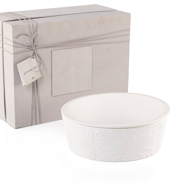 White Circular Pottery Bowl with gift box