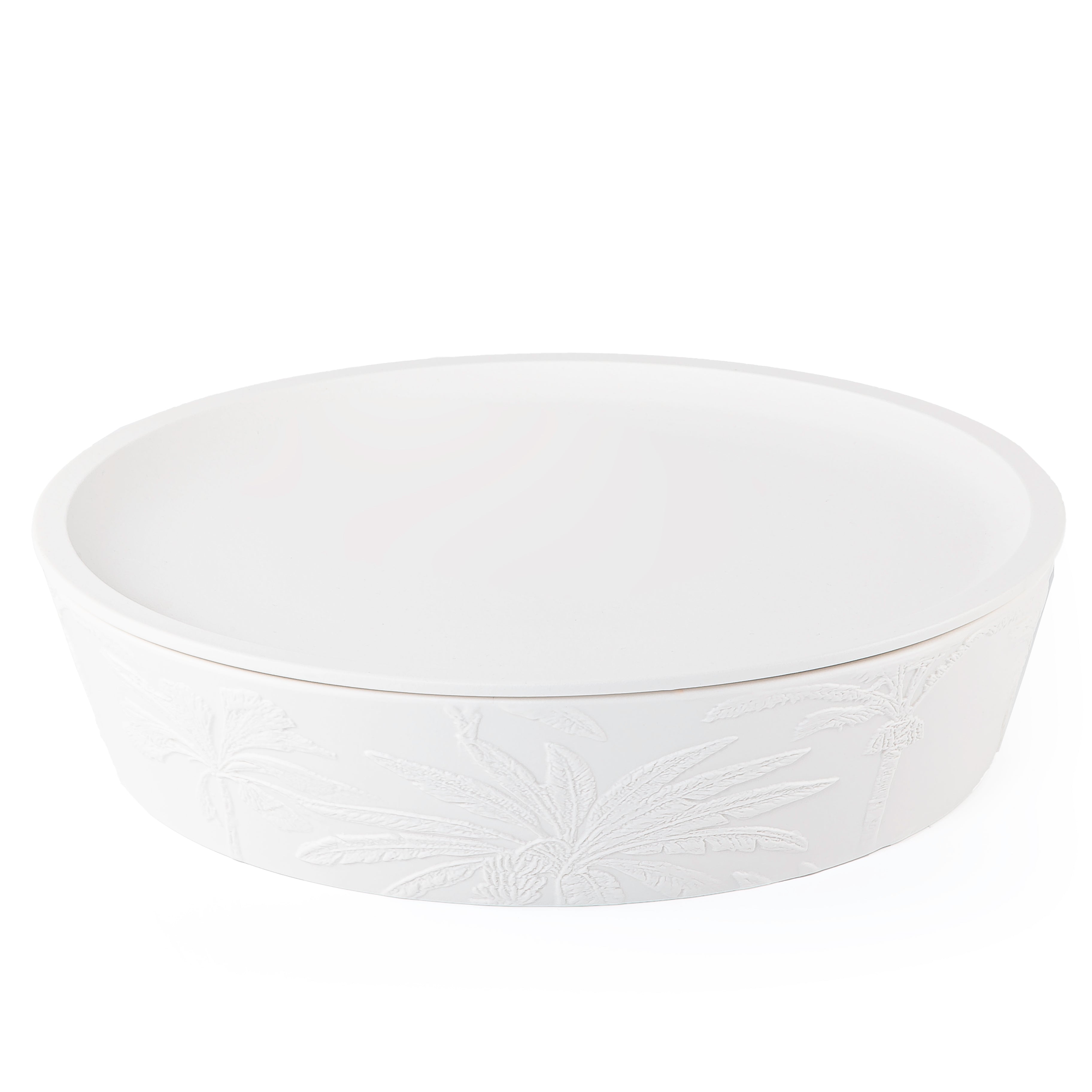 وعاء خزف دائري أبيض مع بوكس هدايا