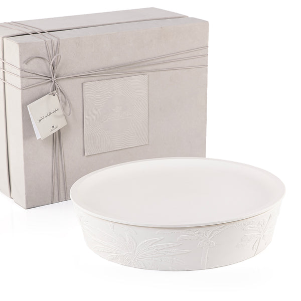 White Round Pottery Bowl with gift box