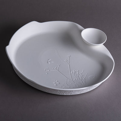 وعاء تقديم سيراميك باللون الأبيض المطفي