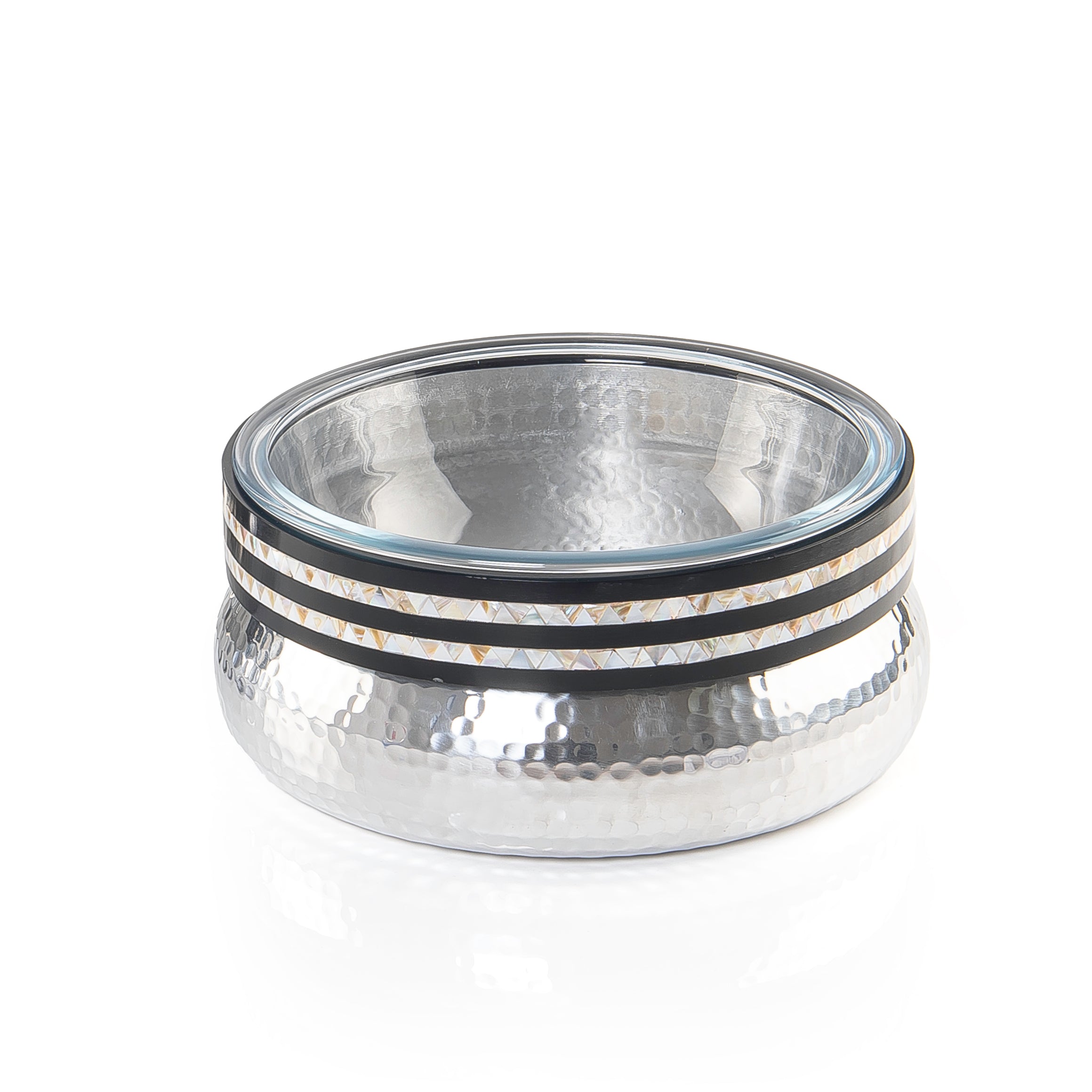 Round Aluminium Bowl With glass bowel - Medium