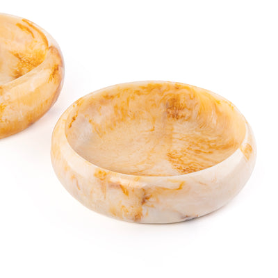 Set Of 2 Resin Round Serving Bowl With Gift Box - Amber