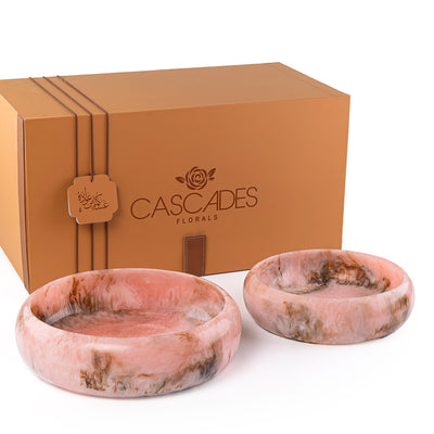 Set Of 2 Resin Round Serving Bowl With Gift Box - Pink