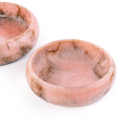 Set Of 2 Resin Round Serving Bowl With Gift Box - Pink