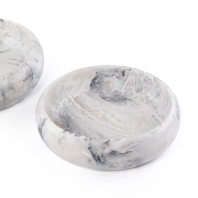 Set Of 2 Resin Round Serving Bowl With Gift Box - White & Black