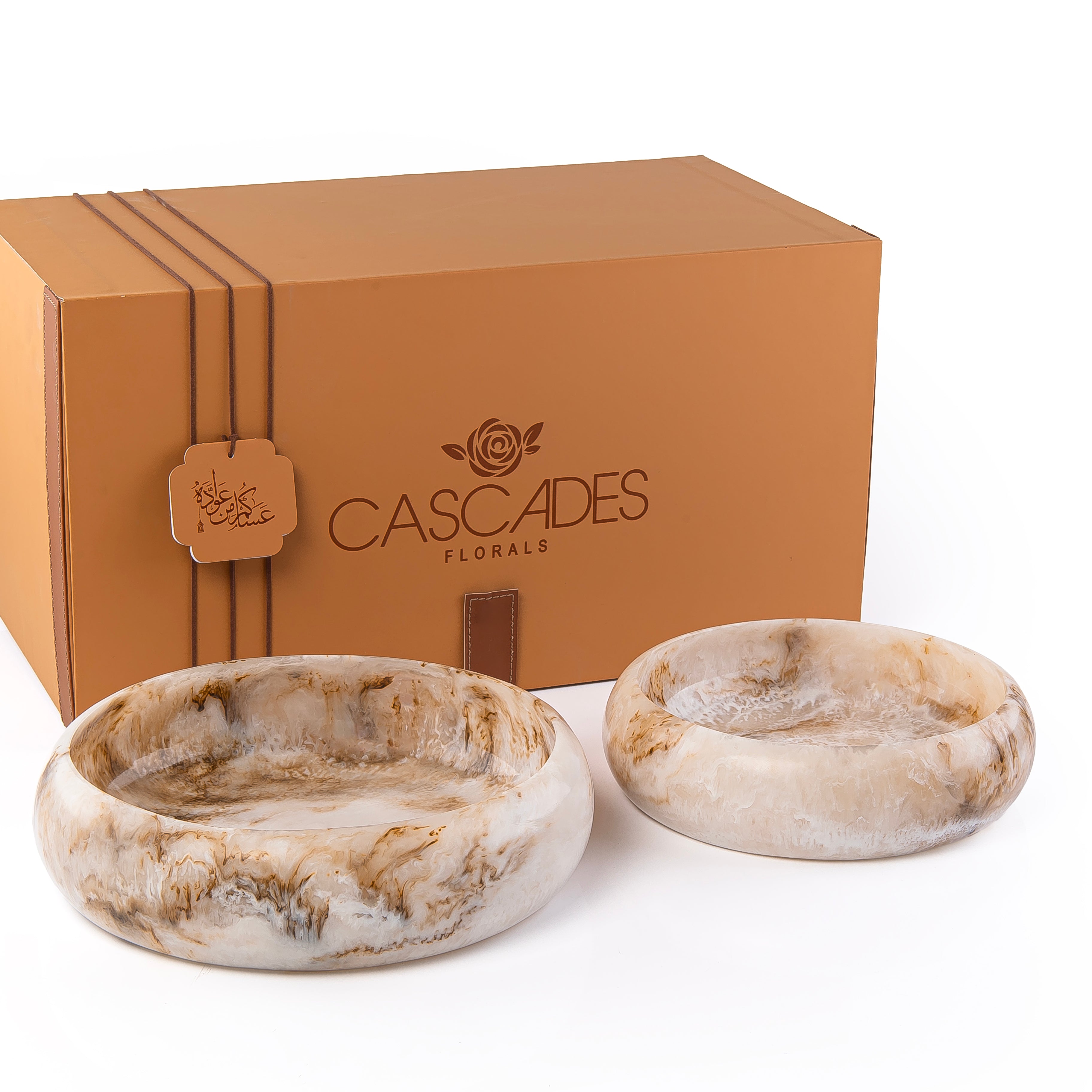 طقم 2 وعاء  راتنج مع بوكس هدايا - بيج 