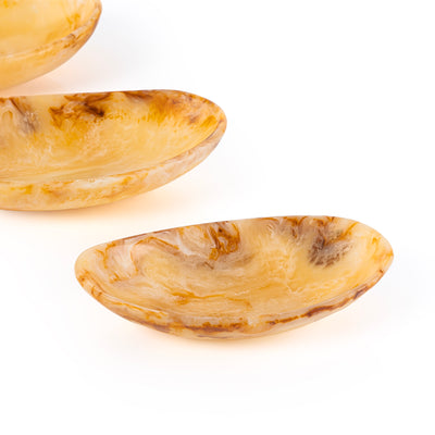 طقم 3 طبق تقديم راتنج مع بوكس هدايا -عنبر