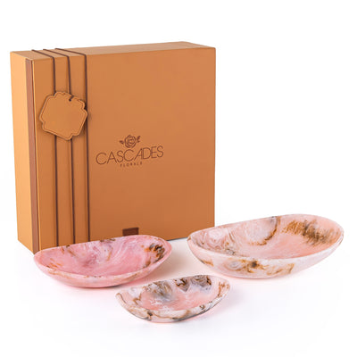 Set of 3 Resin Oval Plate with gift box - Pink