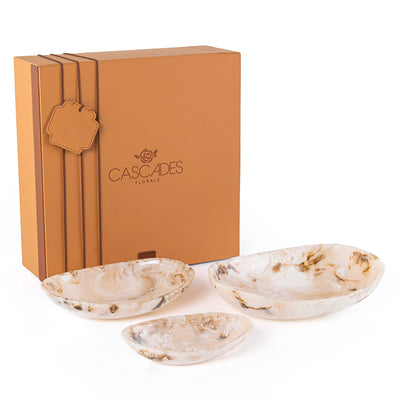 Set of 3 Resin Oval Plate with gift box - Beige