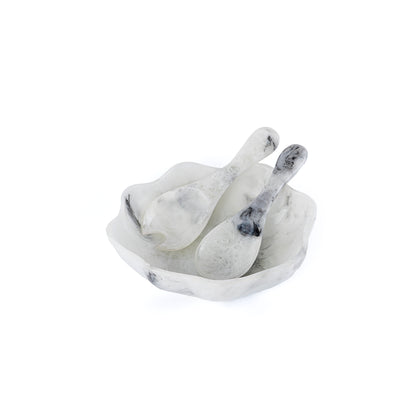 Set of Resin Small Bowl , 2 Spoons with gift box - White & Black