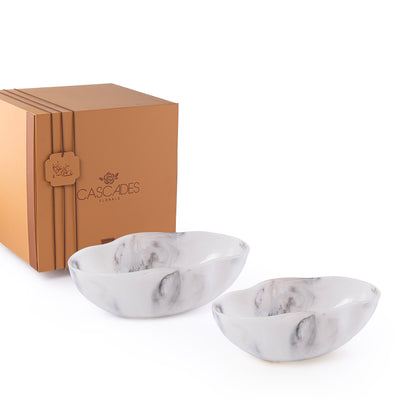 Set of 2 Resin Bowls with gift box - White & Black