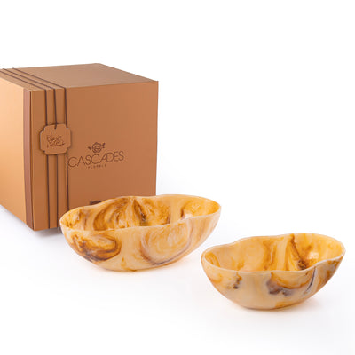 Set of 2 Resin Bowls with gift box -Amber
