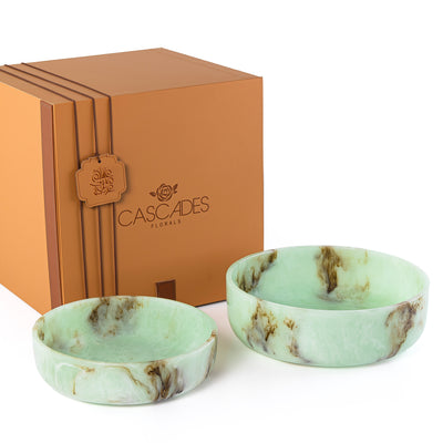 Set of 2 Resin Bowls with gift box- Green