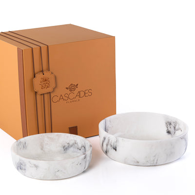 Set of 2 Resin Bowls with gift box -White & Black