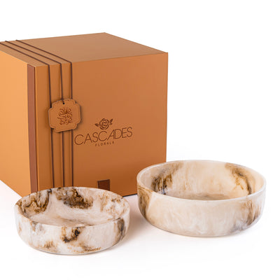 Set of 2 Resin Bowls with gift box- Beige