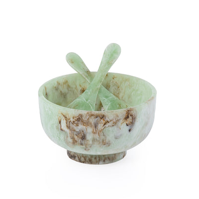 وعاء تقديم من الراتينج مع ملعقتين – أخضر 