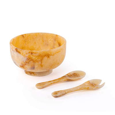 وعاء تقديم من الراتينج مع ملعقتين – عنبر 