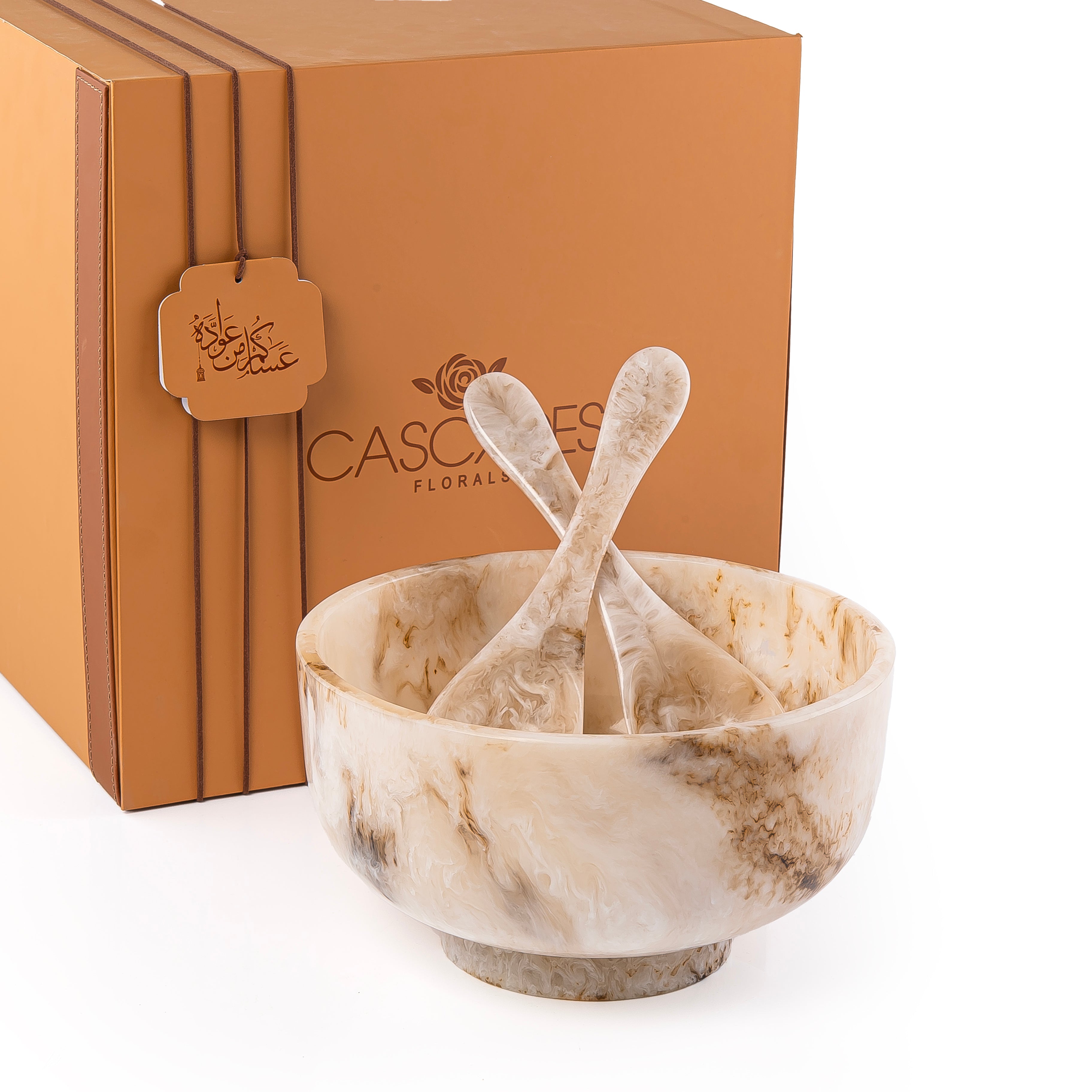 وعاء تقديم من الراتينج مع ملعقتين مع بوكس هدايا – بيج 