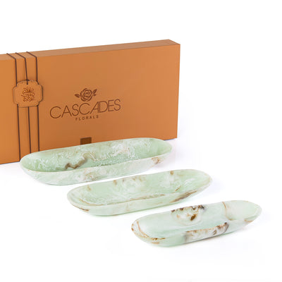 Set of 3 Resin Plates with gift box - Green