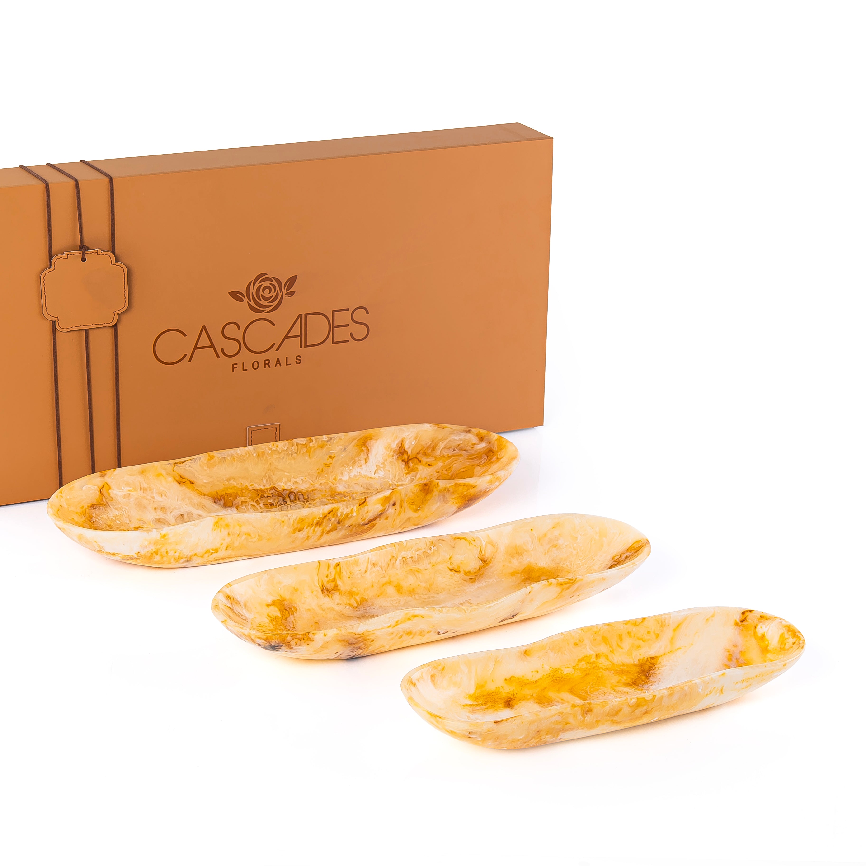 Set of 3 Resin Plates with gift box - Amber