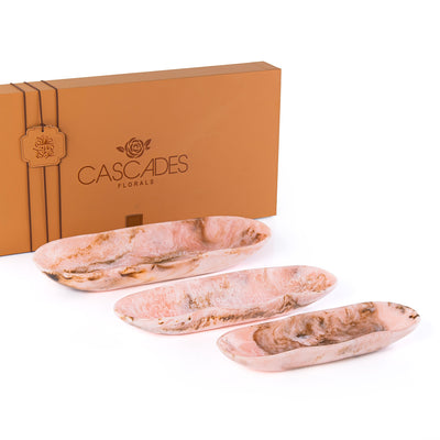 Set of 3 Resin Plates with gift box - Pink