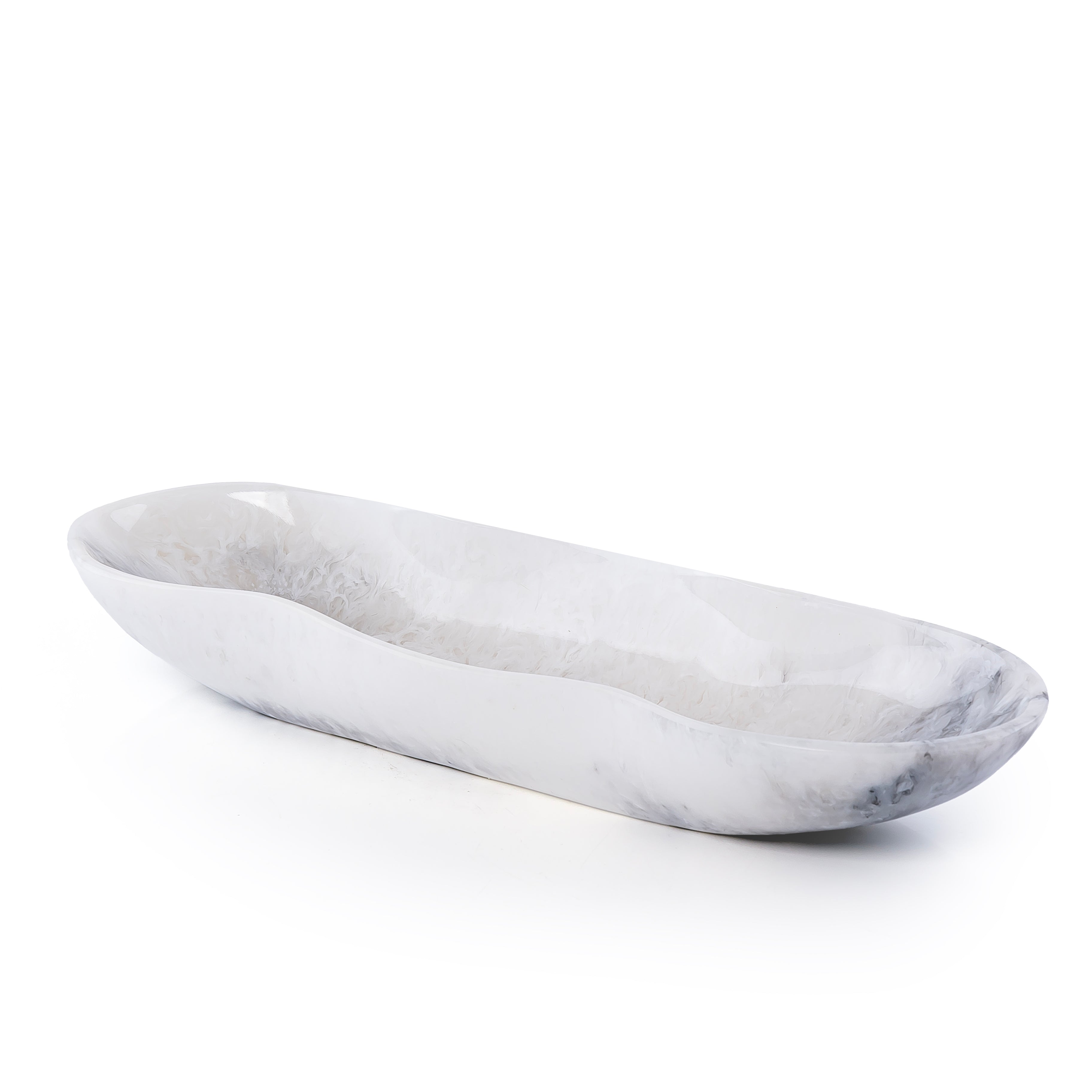 وعاء تقديم بيضاوي كبير من الراتنج – أبيض و أسود