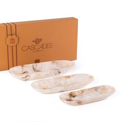 Set of 3 Resin Plates with gift box - Beige