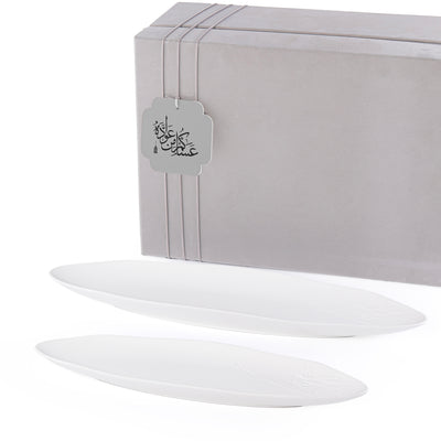 طقم مكون من2 طبق سيراميك مع بوكس هدايا - أبيض 