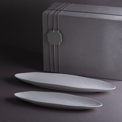 طقم مكون من2 طبق سيراميك مع بوكس هدايا - أبيض 