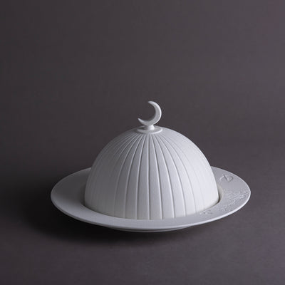 طبق سيراميك  - أبيض مطفي 