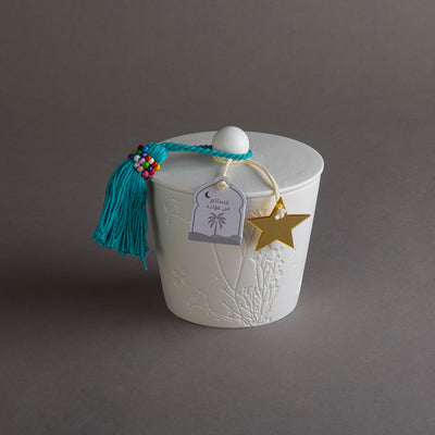 وعاء قرقيعان سيراميك أبيض - أزرق