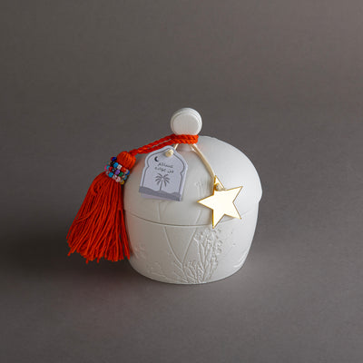 وعاء قرقيعان سيراميك أبيض - برتقالي 