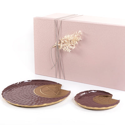 Set of 2 crescent plate with gift box