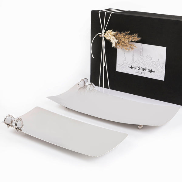 Set of 2 steel tray with stone and gift box - CASCADES