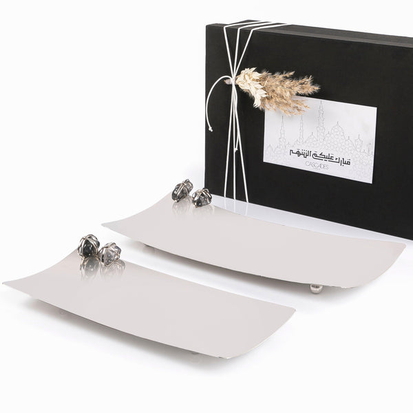 Set of 2 steel tray with stone and gift box - CASCADES