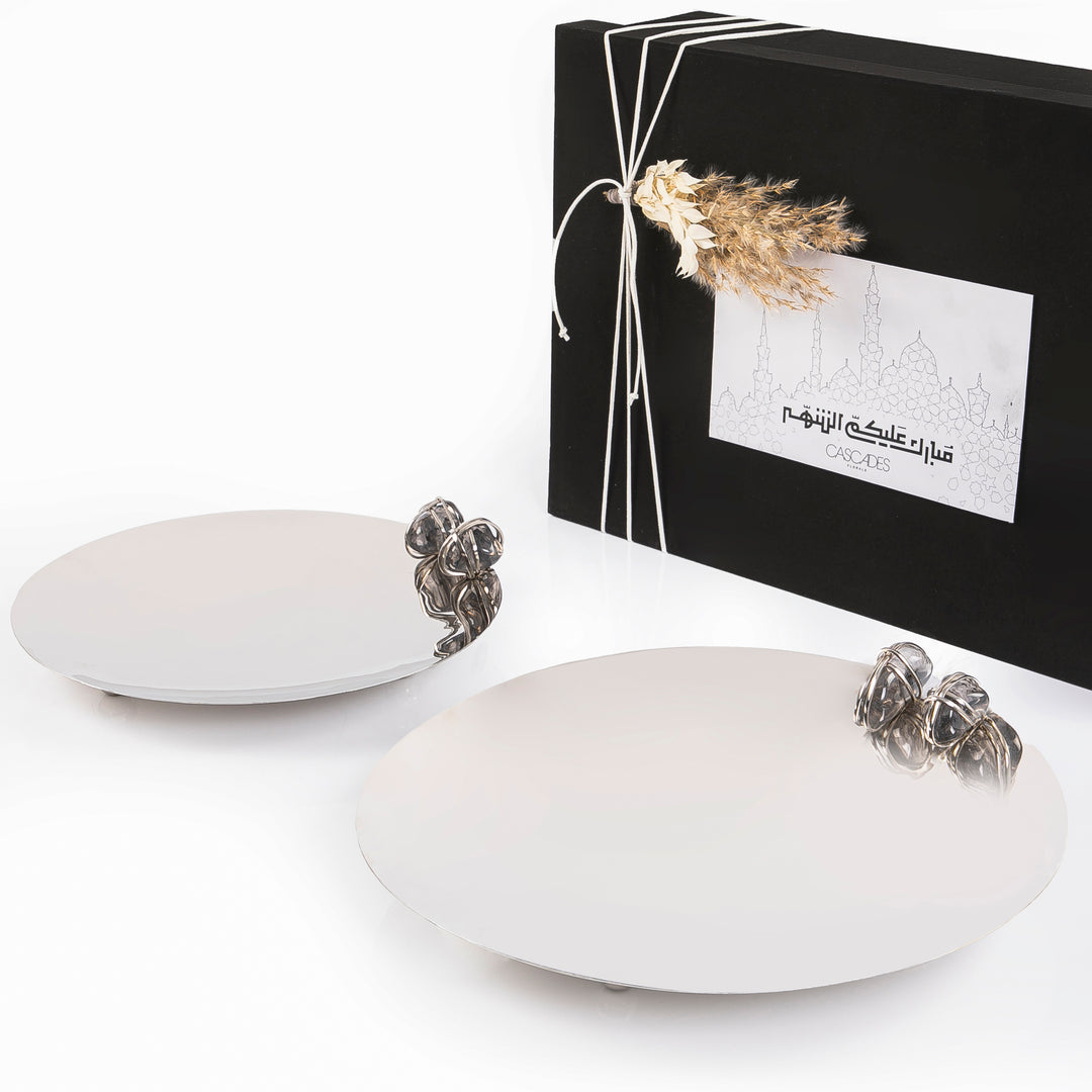 Set of 2 steel tray with stone and gift box