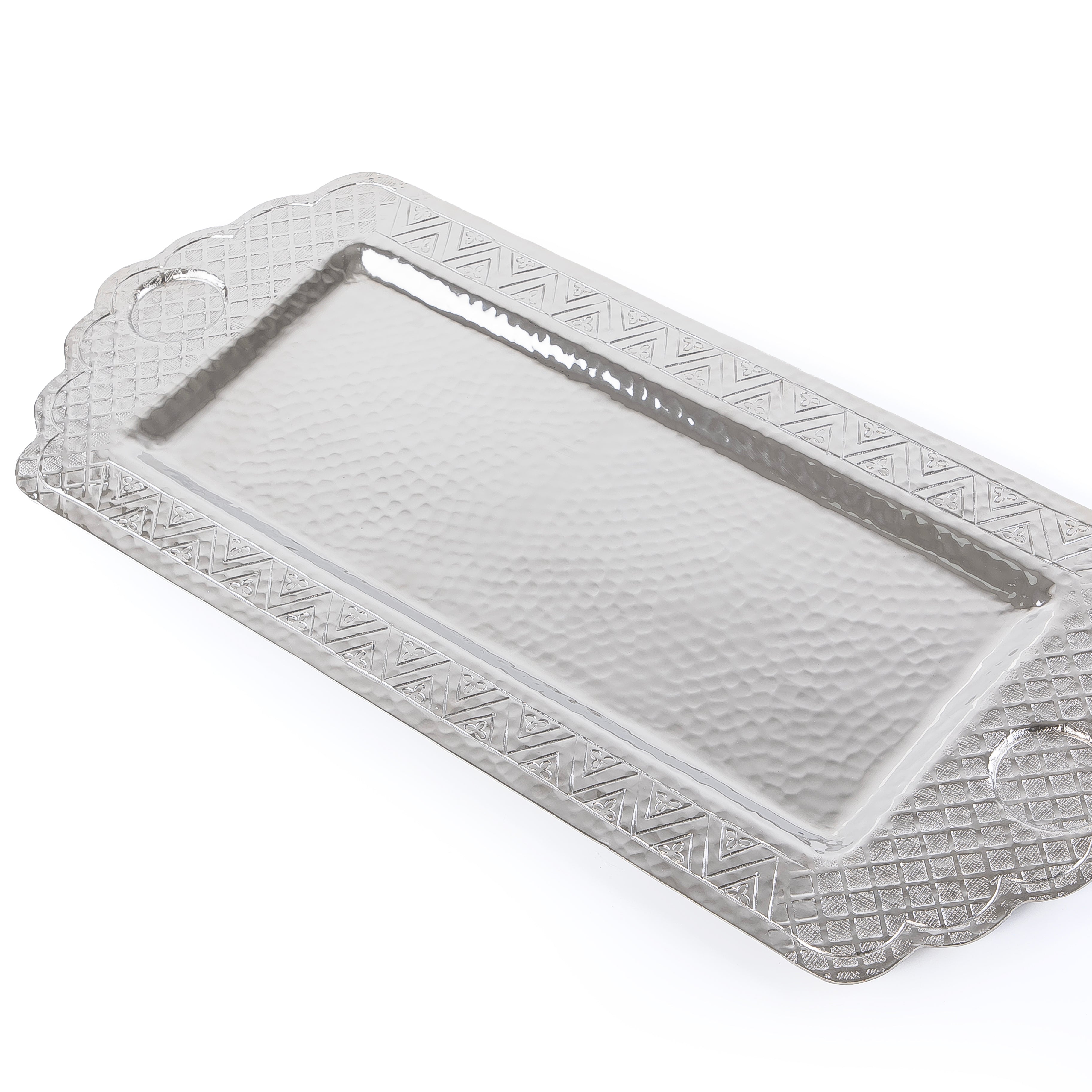Large Metal Serving Tray - Silver