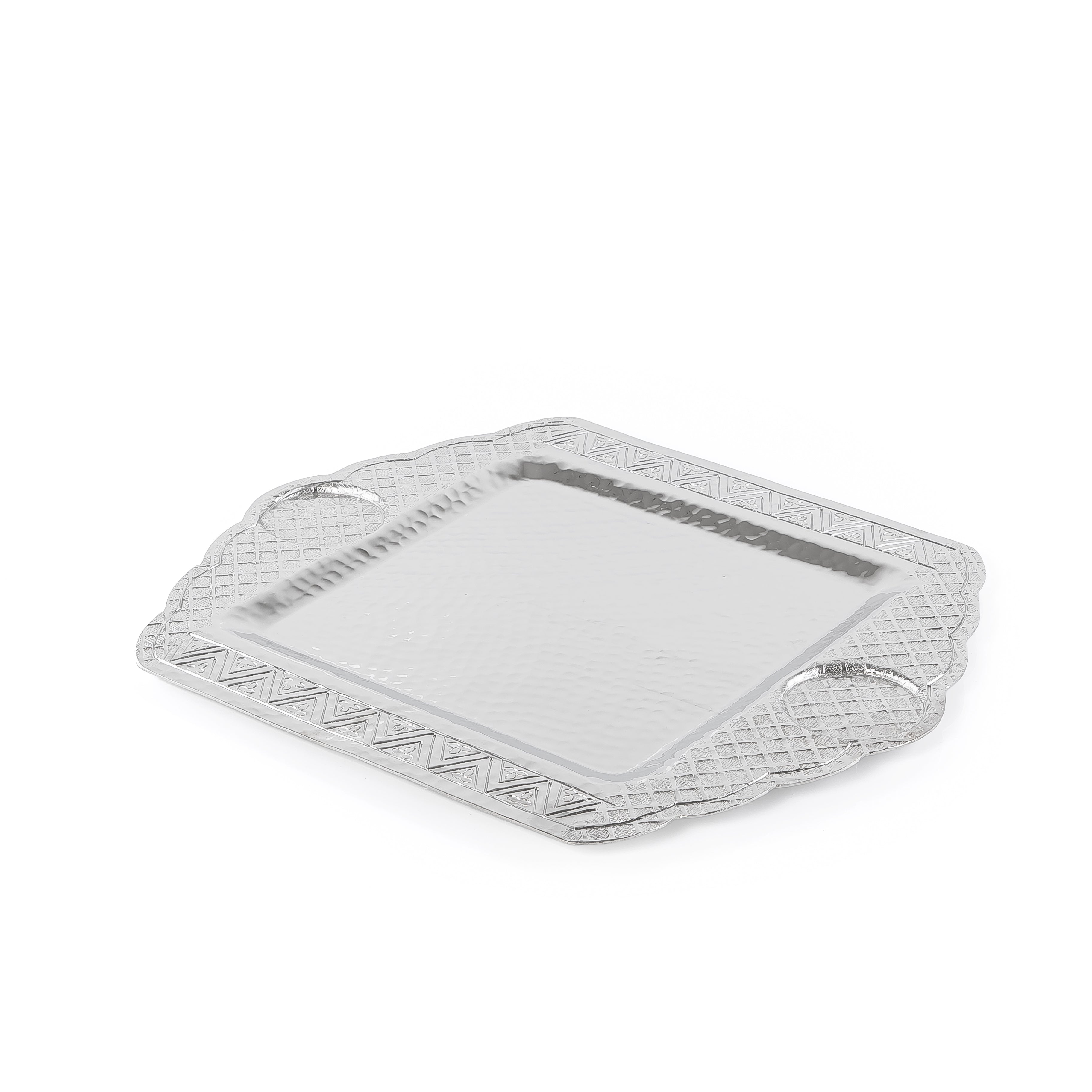 Small Metal Serving Tray - Silver