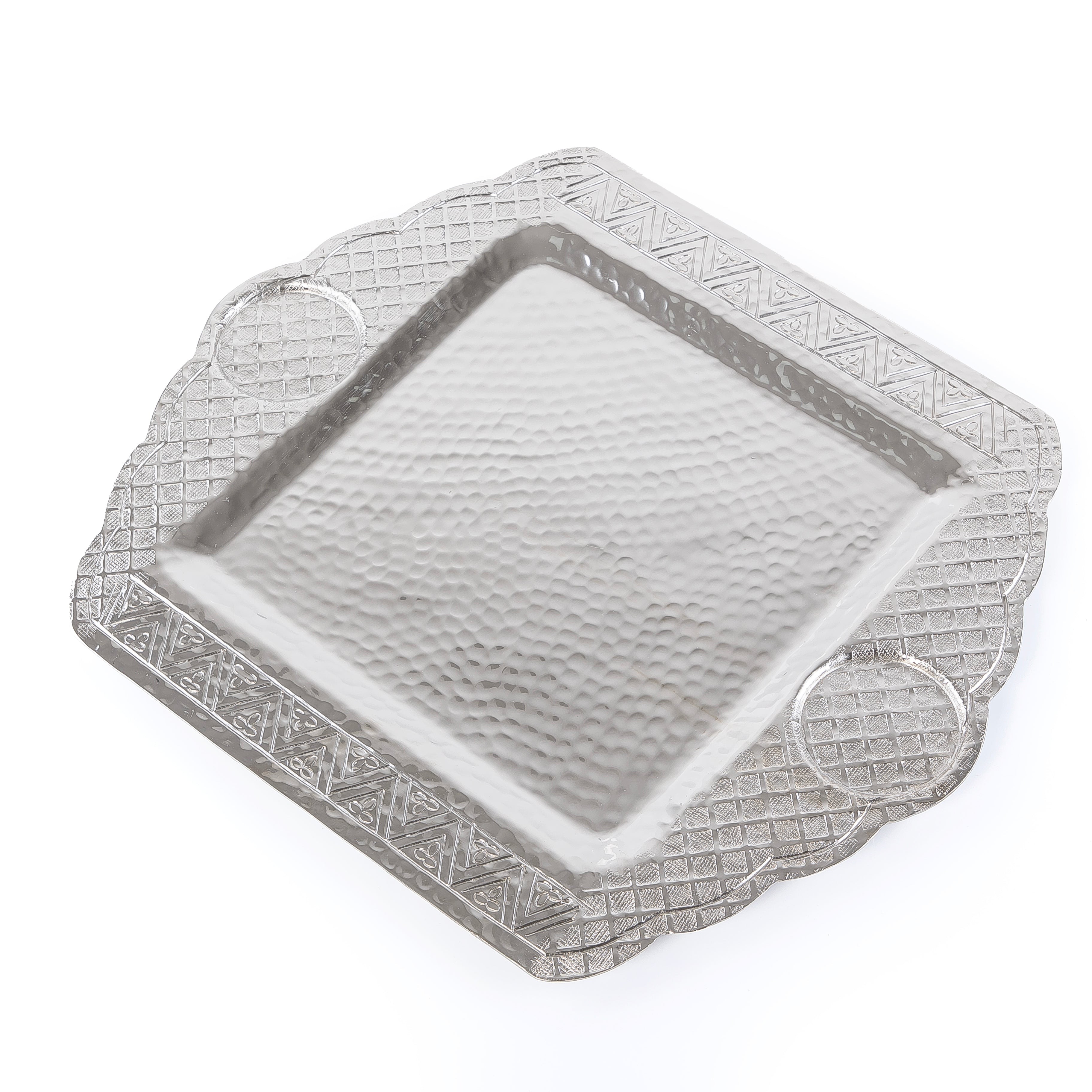 Small Metal Serving Tray - Silver