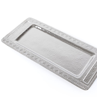 Large Metal Serving Tray - Silver