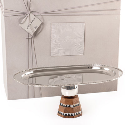 Elegant Stainless steel oval tray base stand with gift box