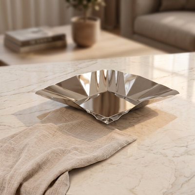 Elegant silver metal plate - Small