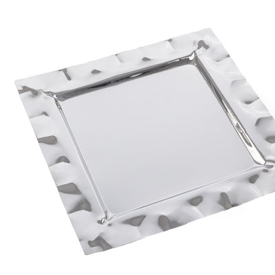 Elegant silver metal serving plate