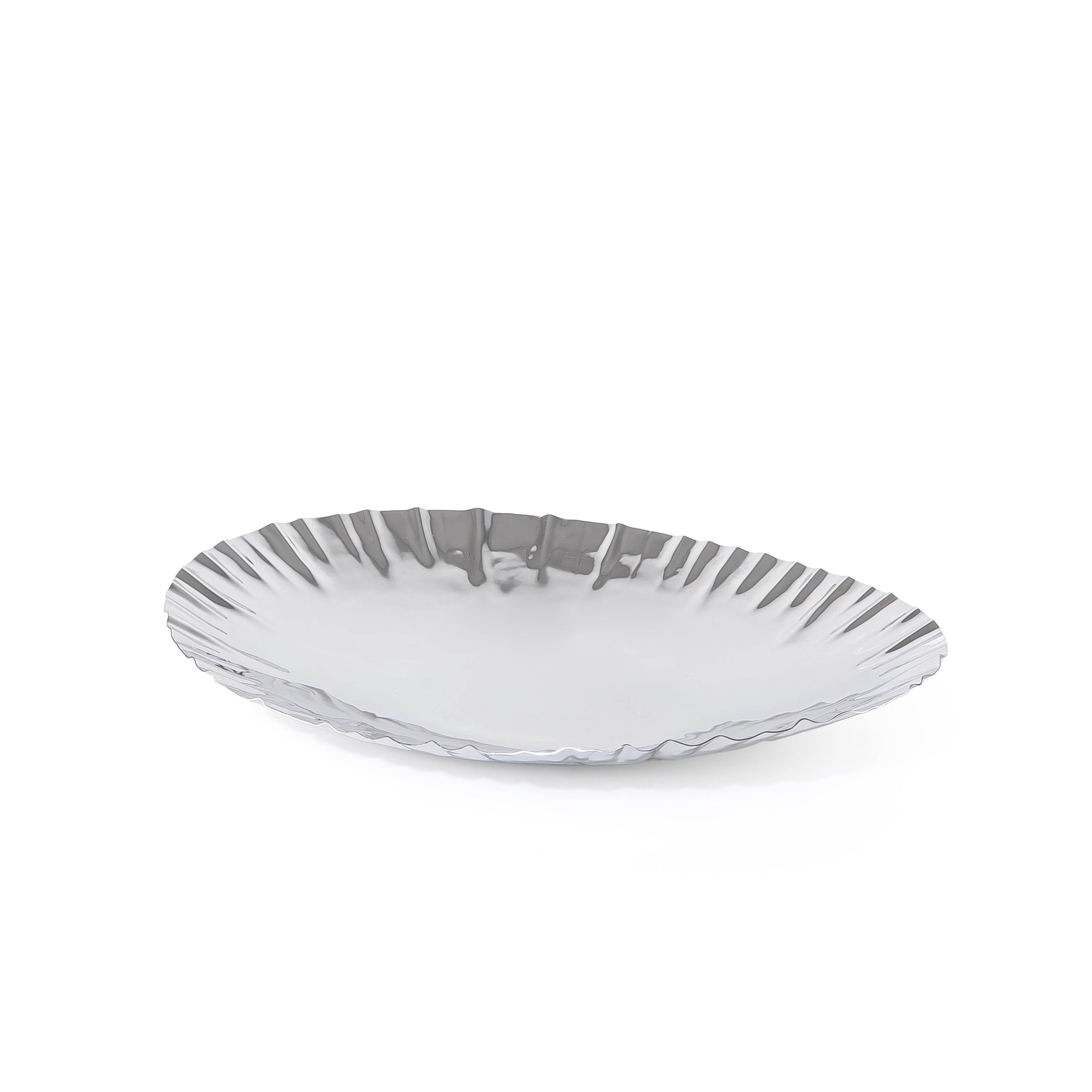 Elegant silver metal serving plate